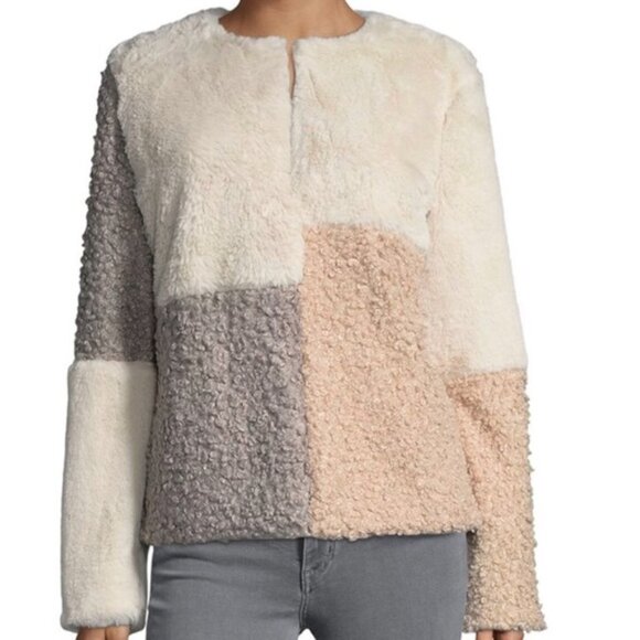 Sam Edeleman Faux Fur Reversible Color Block Jacket - Picture 1 of 1